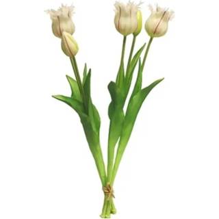 👉 Kunstbloem Bosje Tulpen Sally Thrum Creme Nova Nature 8505459200510