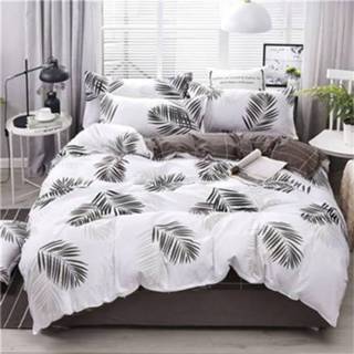 👉 Beddengoed active 4 stks / set gelukkig gezin patroon dekbedovertrek vlakke plaat kussensloop set, grootte: 1.8 m (esdoornblad)
