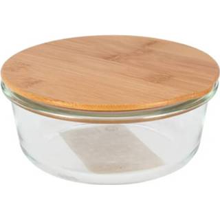 👉 Bamboe transparent 1x Glazen Voorraad/vershoud Bakje Deksel Rond 15,5 Cm - 600 Ml 8430540911177