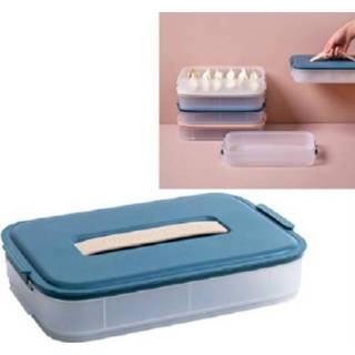 👉 Koelkast blauw active Draagbare, snel ingevroren Dumpling Box Opslag Crisper, Stijl: Met deksel (donkerblauw)