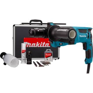 👉 Combihamer Makita HR2631FTX4 230V met verwisselbare Boorkop Stofafzuigset 5 Delige Boor- en Beitelset 88381687225