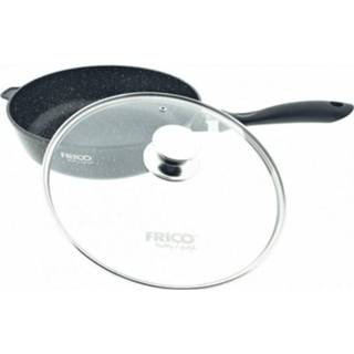👉 Hapjespan keramisch aluminium zwart Frico - Marmeren Coating 28 Cm 3-laags Anti-aanbaklaag! 7444736366321