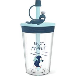 👉 Drinkbeker marine marineblauw active kinderen Cartoon Animal Straw Veilige en milieuvriendelijke plastic (marineblauw)