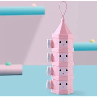 👉 Melkpoederdoosje roze active baby's Draagbare, afneembare, gelaagde melkpoederdoos voor Verzegelde baby's, specificatie: 4 roosters (roze)