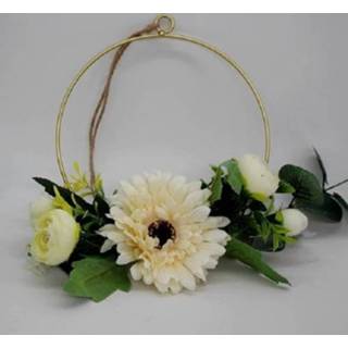 👉 Kunstbloem active DIY Creatieve Muur Opknoping Home Henneptouw Smeedijzeren Hanger (Ronde Ring + Bloem)