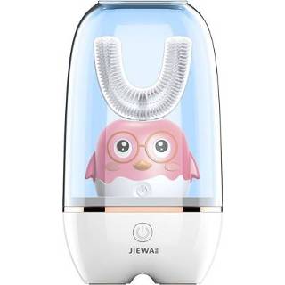 👉 Tandenborstel roze active kinderen JIEWA Smart Sonic Opladen Desinfectie U-vormige Automatische mondtype Elektrische 2-6 jaar oud (Little Pink Chicken)