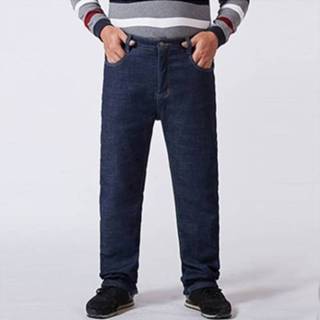 👉 Jeansbroek blauw fluwelen active Comfortabele losse rechte casual plus (donkerblauw_44)