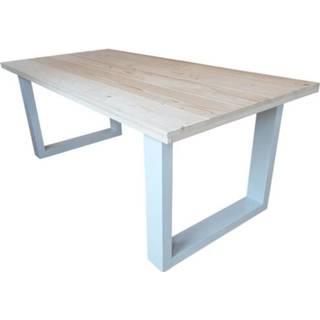 👉 Eettafel wit hout bruin Wood4you - New England blanco vuren 220Lx78Hx90D cm 6013831436423