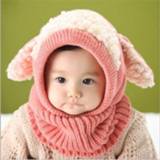 👉 Sjaal roze active baby's kinderen meisjes jongens Winter Baby Kids Warme Wollen Coif Kap Caps Hoeden (Roze)