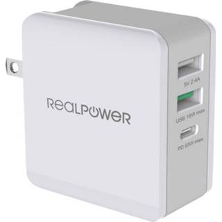 👉 RealPower DeskCharge-65 306837 USB-oplader Thuis 3 x USB