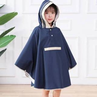 Regenjas marineblauw s active jongens meisjes peuters voor en Kleuterschool Driedimensionale poncho met zitje schooltas, maat: (marineblauw)