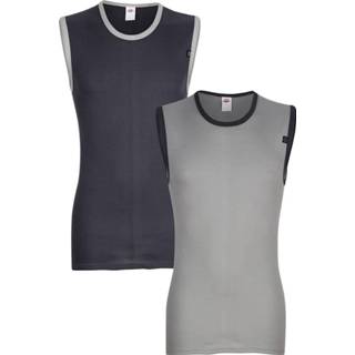 👉 Mouwloos t-shirt katoen effen mannen zuiver Mouwloze shirts per 2 Pfeilring Lichtgrijs::Donkergrijs