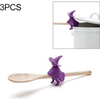 👉 Lepel siliconen active 3 stks Cartoon Heks Pot Deksel Spill Preventer Praktische Keuken Gereedschap zonder
