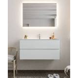 👉 Badmeubel Mondiaz Vica 100cm clay 2 lades wastafel Moon midden met 1 kraangat 6011433086022