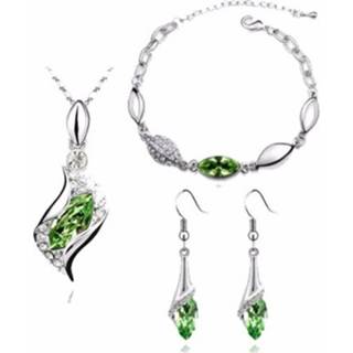 👉 Kristalketting groen active 3 stuks / set mode kristal ketting oorbel armband (groen)