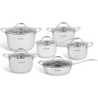 👉 Pannenset chroomnikkelstaal zilverkleurig Edënbërg Prestige Luxe12-delige - Eb-2118 7444736391392