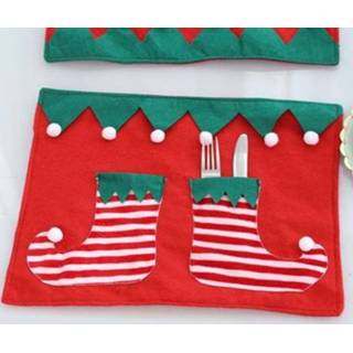 👉 Kerstversiering active 3 STKS Kersttafel Mat Mes En Vork (Elf)