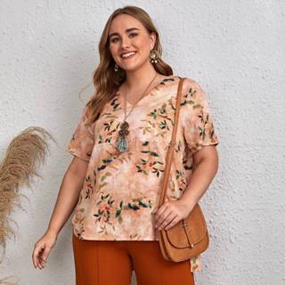 👉 Blous katoenblends veel kleurig Boho Tie dye Grote maat blouse Split