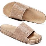 👉 Damesslipper goud 37 active vrouwen Strass Dames Slippers Bling Beach Slides, Maat: (Goud)