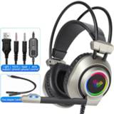 👉 Microfoon grijs active AULA S600 3,5 mm + USB-poort RGB-verlichting gaming-headset met (grijs)