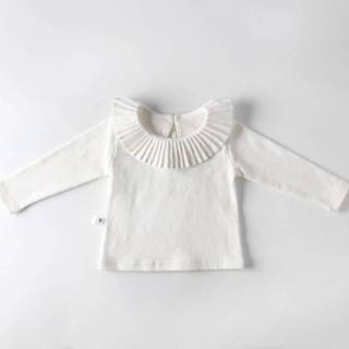 👉 Babyshirt wit active baby's Lente en herfst honderd gevouwen lotusblad baby shirt, hoogte: 90cm (wit)