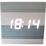 👉 Wekker blauwe wit active Lichtgevende Stille Thermo-Hygrometer Kleurenbalk Elektronische Klok Vierkant Licht