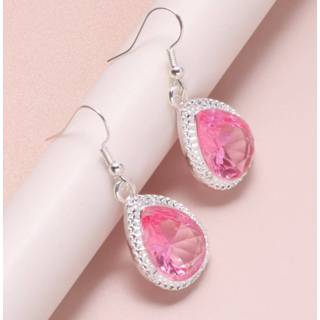 👉 Oorbel hars roze Edelsteen Decor Water Drop Oorbellen