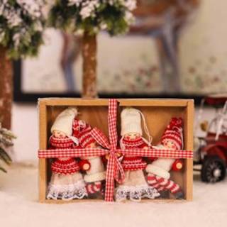 👉 Kerstversiering wit roze active jongens meisjes 4 in 1 geschenkdoos retro jongen meisje engel kerstboom decoratie hanger (NH88 D meisje)