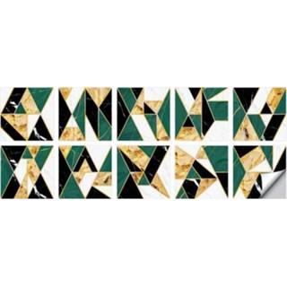 👉 Trap s active 2 sets geometrisch patroon wandtegel sticker fornuis water- en oliebestendige stickers, specificatie: S: 10x10cm (HT-018 goudgroen)