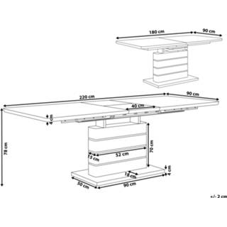 👉 Eettafel wit RVS 180-220 x 90 cm HAMLER 4260602372141