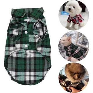 👉 Shirt groen l active Zomer Hondenkleding voor kleine honden Mode Katoenen Kat Hond Plaid Shirt, Maat: (Groen)