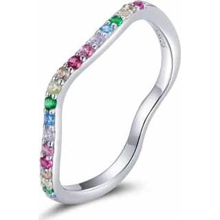 👉 Damesring zilveren 8 active vrouwen S925 Sterling Rainbow Bridge damesring, maat: