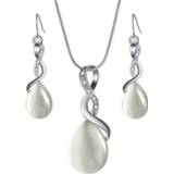 Kettinghanger grijs active vrouwen senioren Damesmode Opaal Waterdruppel Ketting Hanger Oorbellen Bruids Bruiloft Sieraden Sets (Grijs)