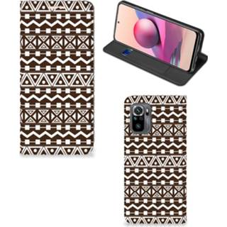 👉 Bruin Xiaomi Redmi Note 10 4G | 10S Hoesje met Magneet Aztec Brown 8720632908193