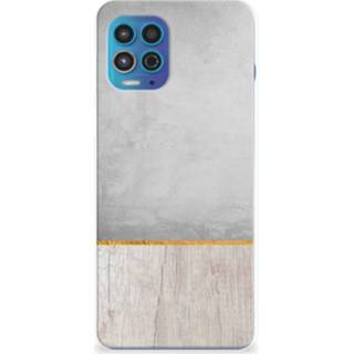 👉 Bumper hoesje Motorola Moto G100 Wood Concrete 8720632910363