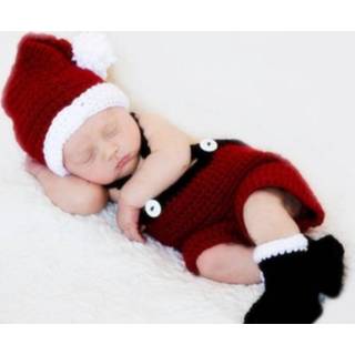 👉 Muts active baby's mannen Fotografiekleding Kerstkledingset Handgebreide wollen + overall Korte broek sokken (voor mannen)