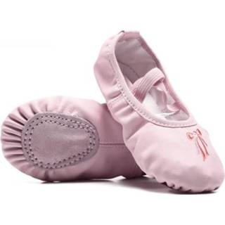 👉 Dansschoen roze kristal PU 24 active kinderen Satijnen Bloem Decoratie Dansschoenen Zachte Zool Balletschoenen Praktijk Voor Kinderen, Maat: (PU Boog)