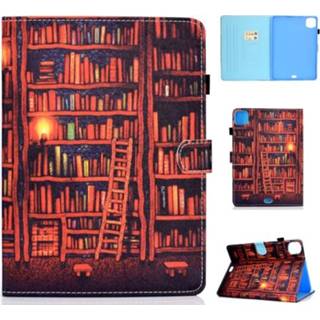 👉 Naaigaren leer active Voor iPad Pro 11 2020 TPU Links en Rechts Platte Leren Case met Slaapfunctie&Kaartsleuf&Gesp Antislipstrip Pen Cover (Boekenplank)