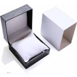 👉 Lederen horlogebox zwarte witte PU plastic active 6 stuks op maat gemaakte high-end flip watch box sieraden geschenkverpakking (zwarte binnenste doos)