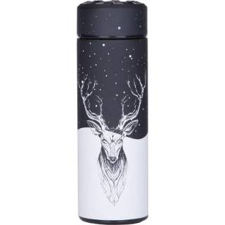 👉 Thermosfles active Hertenpatroon Geïsoleerde Vacuümfles Roestvrijstalen Thermosbeker Thermische fles met theezeefje, capaciteit: 500 ml