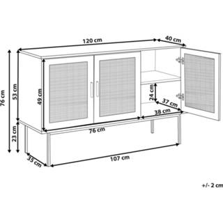 👉 Dressoir bruin Lichte Houtkleur rotan lichtbruin 3 deuren PASCO 4251682265898