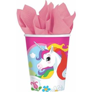 👉 Beker 8x stuks Eenhoorn verjaardag party bekertjes 266 ml