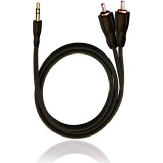 👉 Oehlbach D1C84012 Jackplug / Cinch Audio Aansluitkabel [2x Cinch-stekker - 1x Jackplug male 3.5 mm] 0.50 m Zwart