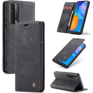 👉 Portemonnee zwart active CaseMe - Huawei P Smart 2021 Hoesje Wallet Book Case Magneetsluiting 8719793108207