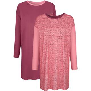 👉 Nachthemd blauw katoen vrouwen rood Blue Moon Zalm::Rozenhout 4055706403026 4055706403149