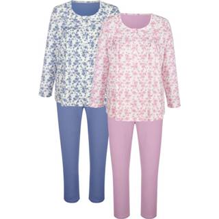 👉 Pyjama katoen vrouwen blauw Pyjama's per 2 stuks Harmony Ecru::Rookblauw::Oudroze 4055706371165 4055706371233