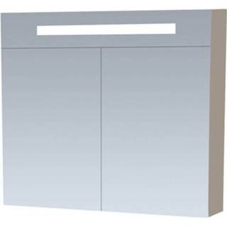 👉 Spiegelkast taupe MDF rechthoekig double face Sanituba 80cm Hoogglans 8718546373930