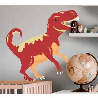 👉 Muursticker rode gele Post NL nederlands Dino T-rex en dinosaurus