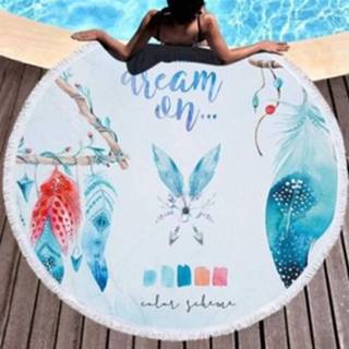 👉 Strandlaken active Dream Catcher Series Pattern Circulaire Microfiber met Kwastje, Geschikt voor Zwemmen / Badkamer Picknick (Dream 5)