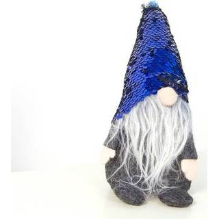 👉 Paillet blauw active mannen 2 stuks kerststof pailletten gezichtsloze oude man poppen ornament, type: hoed (blauw)